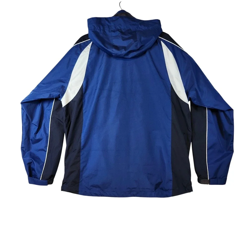 Free‎ Country Mens Blue Colorblock Hooded Windbreaker Jacket Water Resistant L